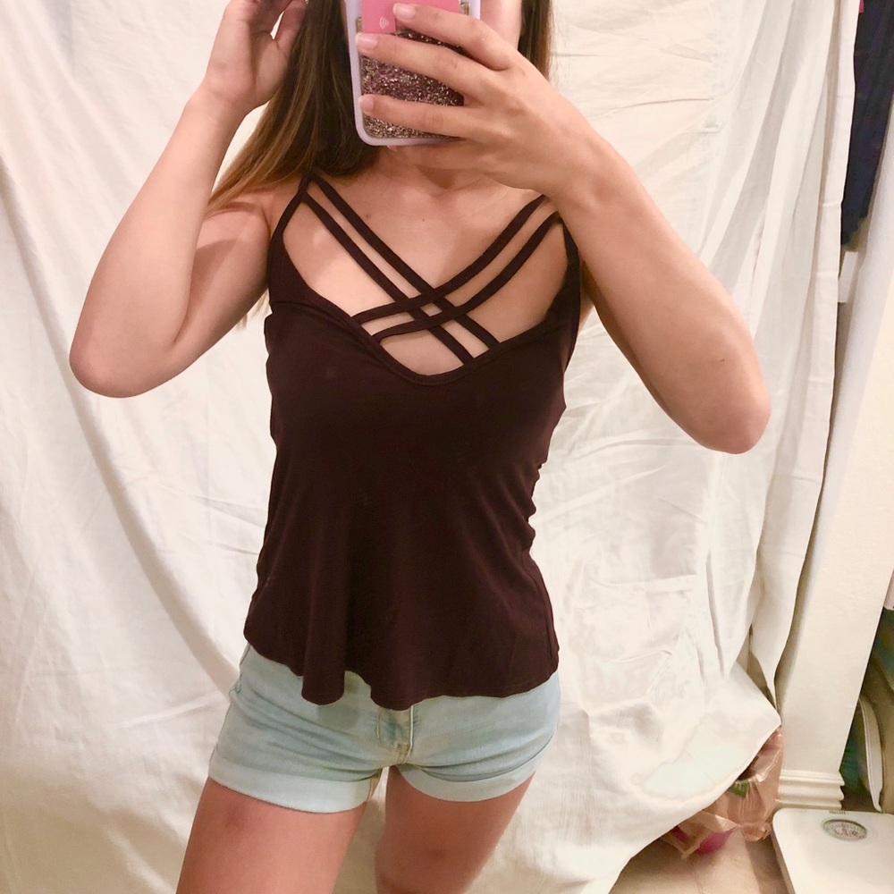 💫boohoo deep v strappy tank